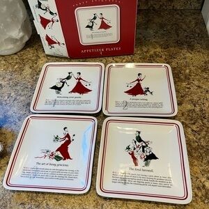 Williams Sonoma Party Etiquette Appetizer Plates Set of 4 NIB
